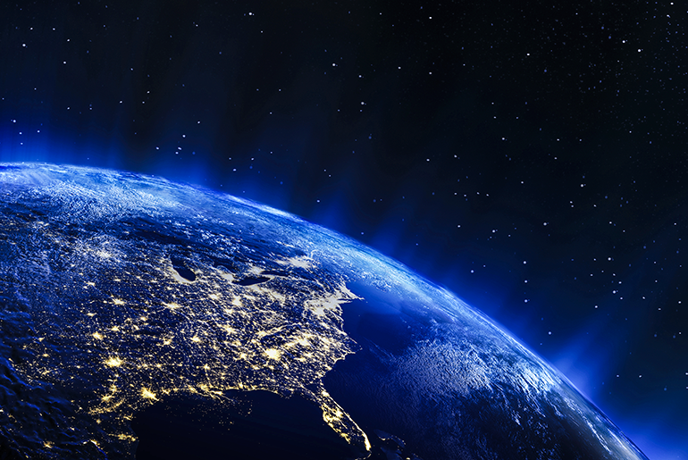 Earth Covered in Networks In The Night