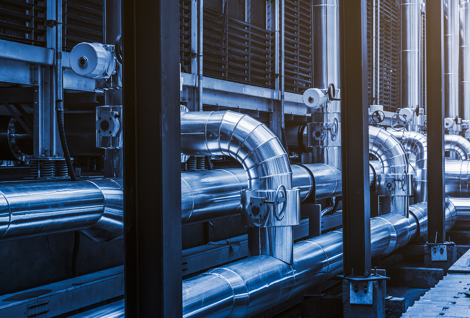 Graphic of ducts and pipes in a lab