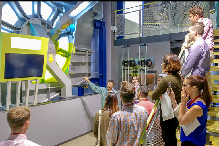 Students taking tour in Japanese nuclear facility