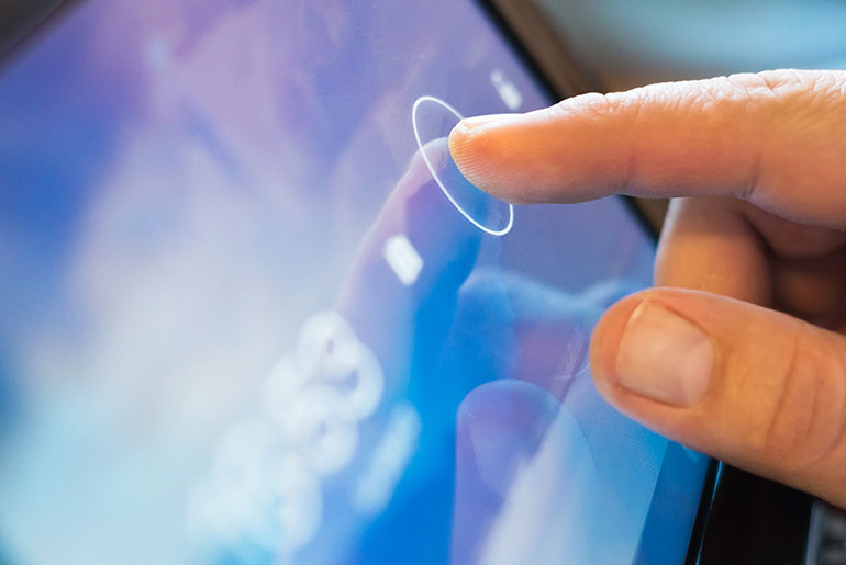 finger on touch screen