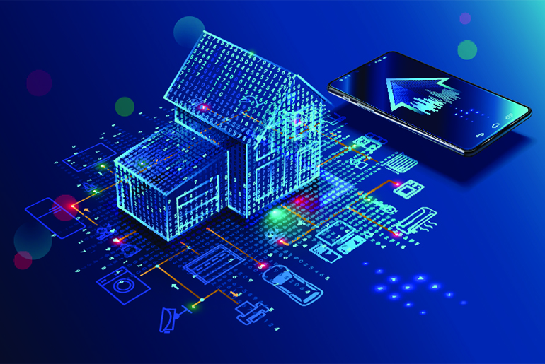 Graphic of home and all the technologies located within 