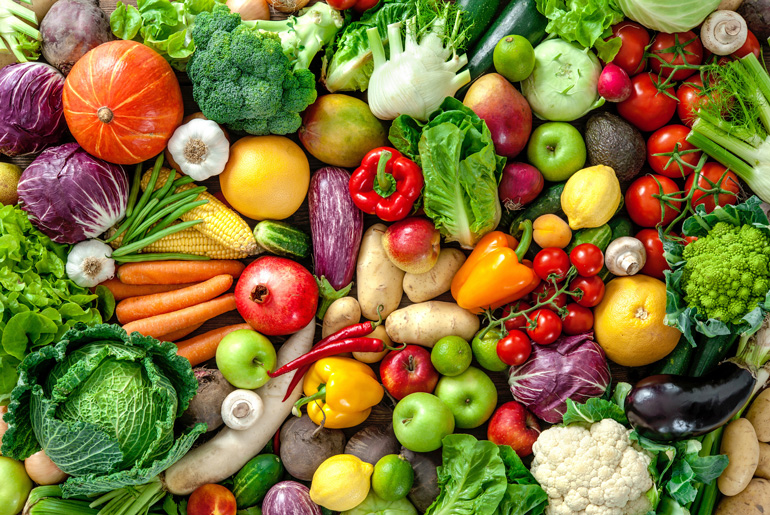 Large group of fruits and vegetables