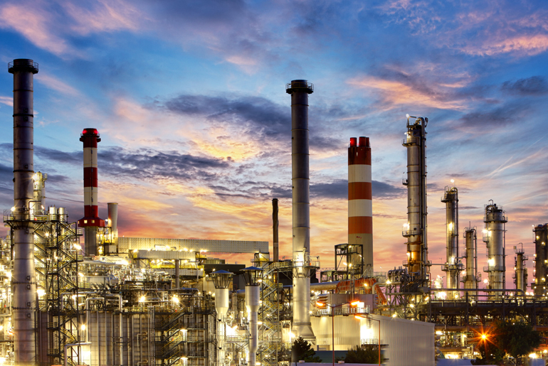 Chemical plant at night