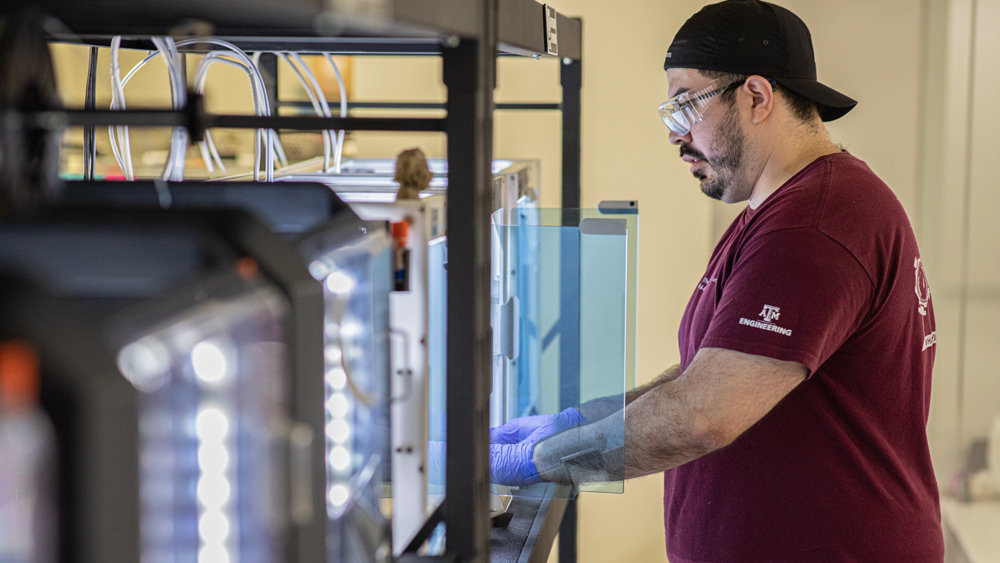 Technicians in the Fischer Engineering Design Center are producing face shields and diffusers for metered dose inhalers.