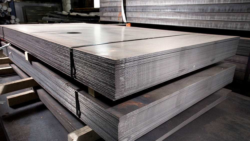 A stack of sheet metal. 