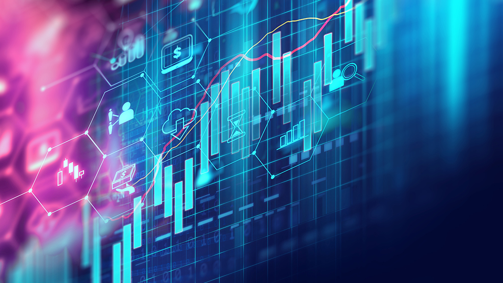 financial stock market graph on technology abstract background